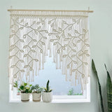 Yeknu Hand-made Macrame Leaf Patter Curtain Tapestry Bohemia Hanging Window Door Tassel Curtain Wall HangingTapestry Room Decoration