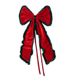 Yeknu  Ruffle Large Velvet Christmas Bow Soft Draping Long Streamers Tree Bow with Long Tails Velvet Elegance Xmas Vibe Decor Bow