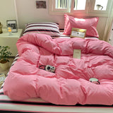 Yeknu Striped Bedding Set Ins Korean Duvet Cover Set Flat Sheets Set With 2 Pillowcases Single Twin Full Queen Size Bed Linen Set