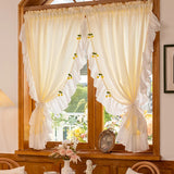 Yeknu  French Creamy Sheer Curtains for Living Room Girls Bedroom Lac Tulle Customized Half Curtains for Door Kitchen Window Treatment
