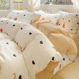 Yeknu  Ultra-Soft Wrinkle Gauze Washed Cotton Bedding Set: Ins Printed Duvet Cover, Sheets | 3/4 Pcs for Dorm & Home