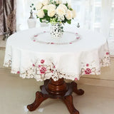 Yeknu  New Lace Tablecloth Pastoral Round Tablecloth Dining Table Cloths Home Embroidery Table Cover Rose Gold Decoration House Towel