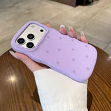 Yeknu  Fashion Wave Point Matte Candy Color Slim Case for iPhone 16 17 Pro Max Polka Dot Soft Silicone Shockproof Ultra Thin Cover