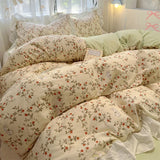 Yeknu  Korean Style Bedding Set with Pillowcase bed sheet Single Full Size Bed Linen Duvet Cover Set Queen/King Double Comforter Cover