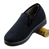 Yeknu  Thickened Fleece Lined Winter Beijing Cloth Shoes Men's Climbing Work Shoes Warm Old Age One Step Slip-On Non-Slip Rubber Sole