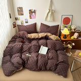 Yeknu  New plaid printing retro cloud double-layer yarn four-piece set, bedding, student dormitory single 3-piece set