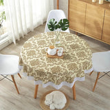 Yeknu Flower  Round Table Cloth Waterproof Pastoral PVC Plastic Kitchen Tablecloth Oilproof Decorative Elegant Fabric Table Cover