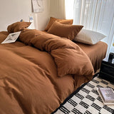 Yeknu  Bed Linen Solid Cotton Bedding Set with Sheet Duvet Cover Pillowcases Single Couple Bedsheet King Queen Double Twin Size