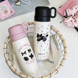 Yeknu  500ml Fashion Cartoon Stainless Steel 316 Vacuum Flask With Straw Portable Girl Student Thermos Mug Travel Tumbler