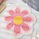 Yeknu  Cute Round Flower Tufting Rug Carpet Soft Plush Tuftted Feet Paid Carpet  Bathroom Anti-slip Doormat Sofa Bedside Rugs