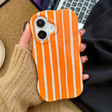 Yeknu  Summer Dopamine Vertical Stripes Phone Case For iPhone 16 15 14 13 12 Pro Max Cases Wave Shape Shockproof Back Cover