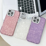 Yeknu  Luxury Shell Pattern Case For Samsung S25 Ultra S25 Plus S25 S24 S24 FE S23 Ultra S24Plus Shiny Glossy Plating Camra Bling Cover
