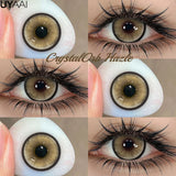 Yeknu  2PCS Color Contact Lenses with Prescription Natural Blue Contact Lens Brown Pupils Beauty Eyes Lenses CrystalOrb Series