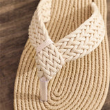 Yeknu  Summer new imitation hemp rope travel hemp bottom women's sandals wear flip-flops beach flat bottom pinch slippers
