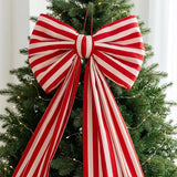 Yeknu  210cm Super Large Christmas Bow Decorations Red and White Stripes Xmas Tree Bowknot Pendant Ornament for DIY New Year Home Decor