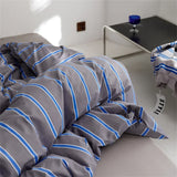 Yeknu Nordic Grey Blue Stripes Duvet Cover Set Cotton Queen King Size Bedding Set Bedlinens Sheet Pillowcases