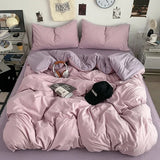 Yeknu  new class A can sleep naked washed cotton solid color sheets student dormitory simple double-spell four-piece bedding