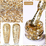 Yeknu  10ml Gold Glitter Gel Nail Polish Crystal Semi Permanent Soak Off UV Gel Varnish Nail Art Manicure Base Top Coat