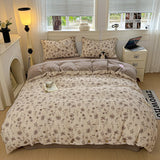 Yeknu  Floral Bedding Set Vintage Duvet Cover Set With Pillowcases Flat Sheet Single Twin Double Queen Size Bedroom Decor Gifts
