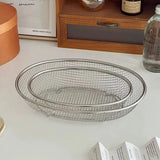 Yeknu  Stainless Steel Oval Vegetable Washing Basket, Drain Basket  Fruit Snack Basket Plate Mesh Frame, mesh screen, kitchen quick