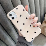 Yeknu  Simple Wave Point Polka-dot Spot Case For iPhone 11 12 13 14 Pro Max Soft TPU Back Cover for iPhone XS Max XR X Shockproof Shell