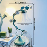 Yeknu  Traditional Style Energy-Efficient Table Lamp with Matte Finish, Floral Theme, Lacquered Metal & Plastic Base, Ceramic Rose Accents, Push Button Control, Downlight Bedroom Lamp, Art Shade Design, USB Powered - Handcraf
