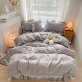 Yeknu Ruffle Lace Bedding Set