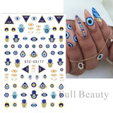 Yeknu Evil Eye Nail Art Stickers Swirl Stripe Wave Lines Health Love Success Protection Meaning Manicure Foil Slider Decor NFSTZ-CS175