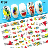 Yeknu 1PC Summer Watermelon Fruit 3D Nail Sticker Nail Decal Avocado Strawberry Nail Art Decoration Accessories Manicure Nail Design