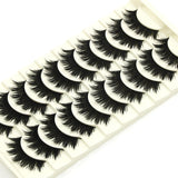 Yeknu Thick False Eyelashes Handmade Black Terrier Cross Exaggerated Eye Lashes Fashion Ball Smoke Makeup Fake Eyelashes 10 pair