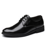 Yeknu New Formal Casual Faux Leather Black Men Business Wedding Quality Cowhide Breathable Retro Lace up Dress Shoes 1803