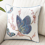 Yeknu Butterfly Cushion Cover 45x45cm Floral Country Style Pillow Cover Cotton  Embroidery Suqare Home decoration  for Living Room