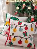 Yeknu Christmas Decoration Cushion Cover Santa Snowflake Pillow Case Cotton Square Embroidery Pillow Cover 45x45cm