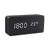 Yeknu Alarm Clock LED Wooden Watch Table Voice Control Digital Wood Despertador USB/AAA Powered Electronic Desktop Clocks