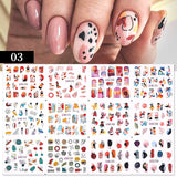Yeknu 12 pattern/sheet Colorful French Nail Stickers Manicure Rainbow Wave Summer Neon Geometric Lines Water Nail Decals Set