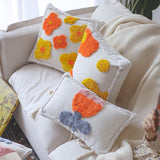 Yeknu Handmade Cushion Cover 45x45cm Floral Pillow Cover Tufted Bright Color Decoration for Living room Bed room Plush Fringed