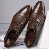 Yeknu Size 38-48 Classic Business Formal Men Oxford Comfortable PU Leather Wedding Suits Breathable Low Top Shoes 16-8808