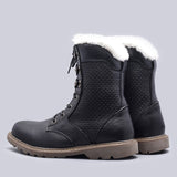 Yeknu Natural Wool Winter Boots Warmest Handmade Men Winter Shoes Genuine Leather Snow Boots