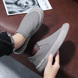 Yeknu Fashion Summer Men's Sneakers Shoes Casual Canvas Mocassin Shoes Slip on Wide Fit Shoes Black/Green/Grey/Brown AC08