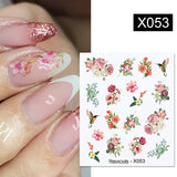 Yeknu 1Pc Spring Water Nail Decal And Sticker Flower Leaf Tree Green Simple Summer DIY Slider For Manicuring Nail Art Watermark