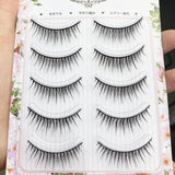 Yeknu 5 Pairs Japanese Supernatural False Eyelashes Soft Comfortable Cross False Eyelashes Big Eyes Makeup Thick Eyelashes