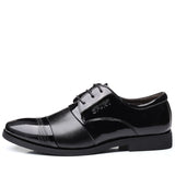 Yeknu Luxury Formal Leather Men Flat Oxfords Business Lace up Pointed Toe Sport Groom Wedding Footwear Shoes 8950 Black