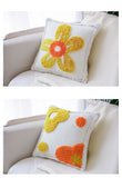 Yeknu Handmade Cushion Cover 45x45cm Floral Pillow Cover Tufted Bright Color Decoration for Living room Bed room Plush Fringed