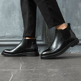 Yeknu Winter Chelsea Boots Men Leather Shoes Men Ankle Boots Fashion Brand Autumn Winter Male Footwear KA1852