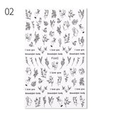 Yeknu 3D Nail Stickers Adhesive Transfer Sticker Decals Flower Tropical Plants Geometric Leaves Image Nail Art Decorations