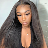 Yeknu Glueless Kinky Straight Curly Yaki Synthetic Lace Front Wigs Lace Frontal Wigs Full Hair Cosplay Daily Wig Heat Resist