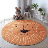 Yeknu Nordic Cartoon Round Carpets For Children's Bedroom Thicken Plush Bedside Rug Modern Living Room Home Decor Girl Cute Mats