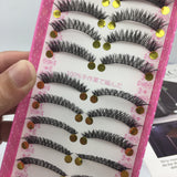 Yeknu Taiwan Handmade False Eyelashes Messy Natural Thick Cross Fake Eyelashes Nude Makeup Cotton Stalks Comfortable 10 Pairs