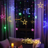 Yeknu Moon Star Lamp LED Lamp String Ins Christmas Lights Decoration Holiday Lights Curtain Lamp Wedding Neon Lantern 220v fairy light