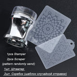 Yeknu Jelly Nail Stamper Scraper Set Clear Silicone Head With Cap Nail Template Stencil Kits French Manicure Nail Accessories NL1033